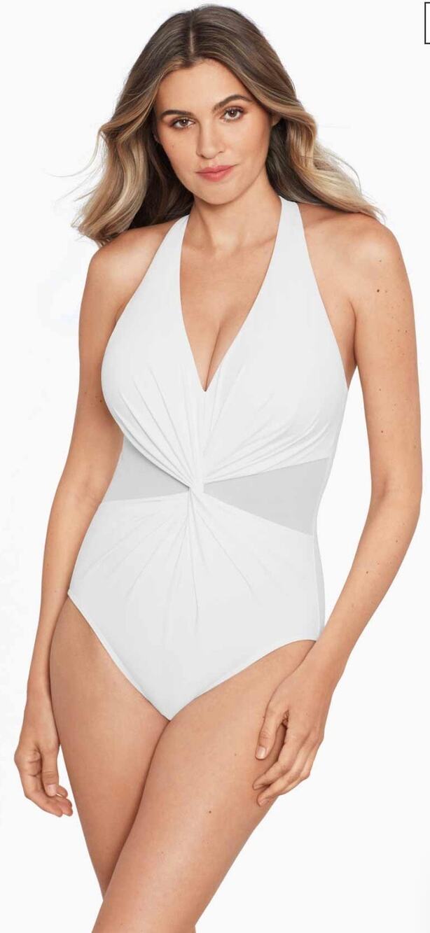 Miraclesuit White Illusionist Wrapture One Piece Swimsuit 16 NWT